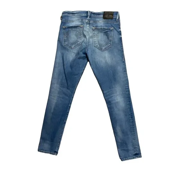 True Religion Low Rise Distressed Light Blue Relaxed Skinny Jeans Size 28 - Picture 4 of 10
